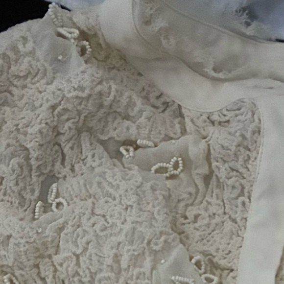 Zara NWT embroidered semi sheer button down blouse ecru 6895/055 - Picture 3 of 4